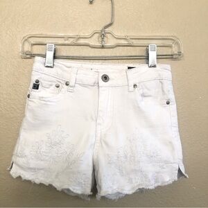 AG Adriano Goldschmied Kids Girls Stretch Embroidered Scalloped Raw Hem Size 14